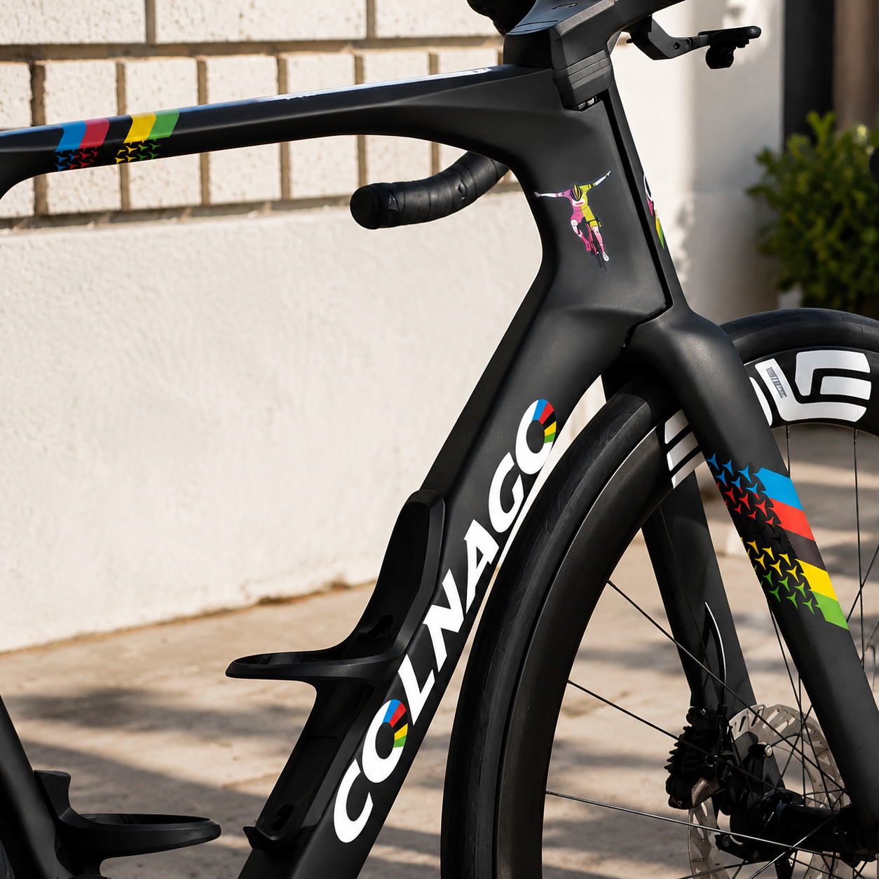 Colnago Y1RS Frame Decals | Black Rainbow Fork & Top Tube Custom Bike Stickers