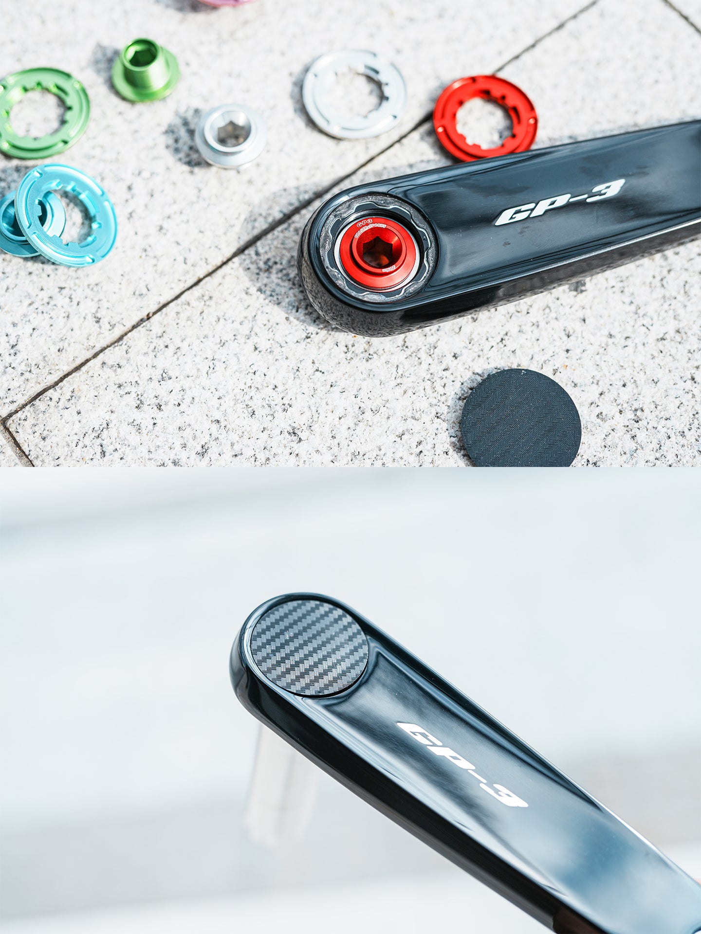 Chaser Ultra-Light Aluminum Crank Bolt Kit for Cybrei GP-3|Chainring Fixing Bolt & Anti-Loosening Cap Set (with Aerodynamic Dust Cap)