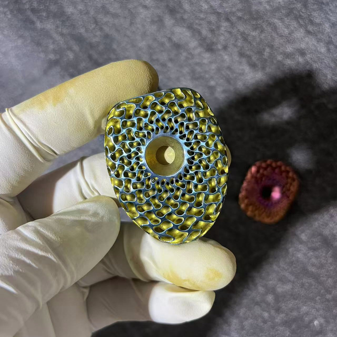 Custom 3D Titanium Stem Cap for Vision Metron 6D – Hand-Finished Art Design