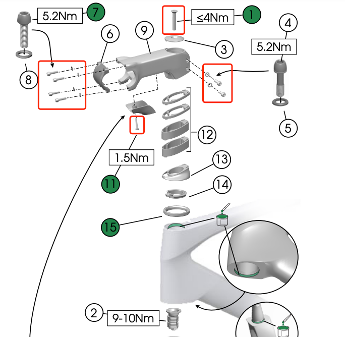 Complete Titanium Bolt Upgrade for Trek Madone Gen7 SLR/SL and Shimano/SRAM Shift Brake Kits