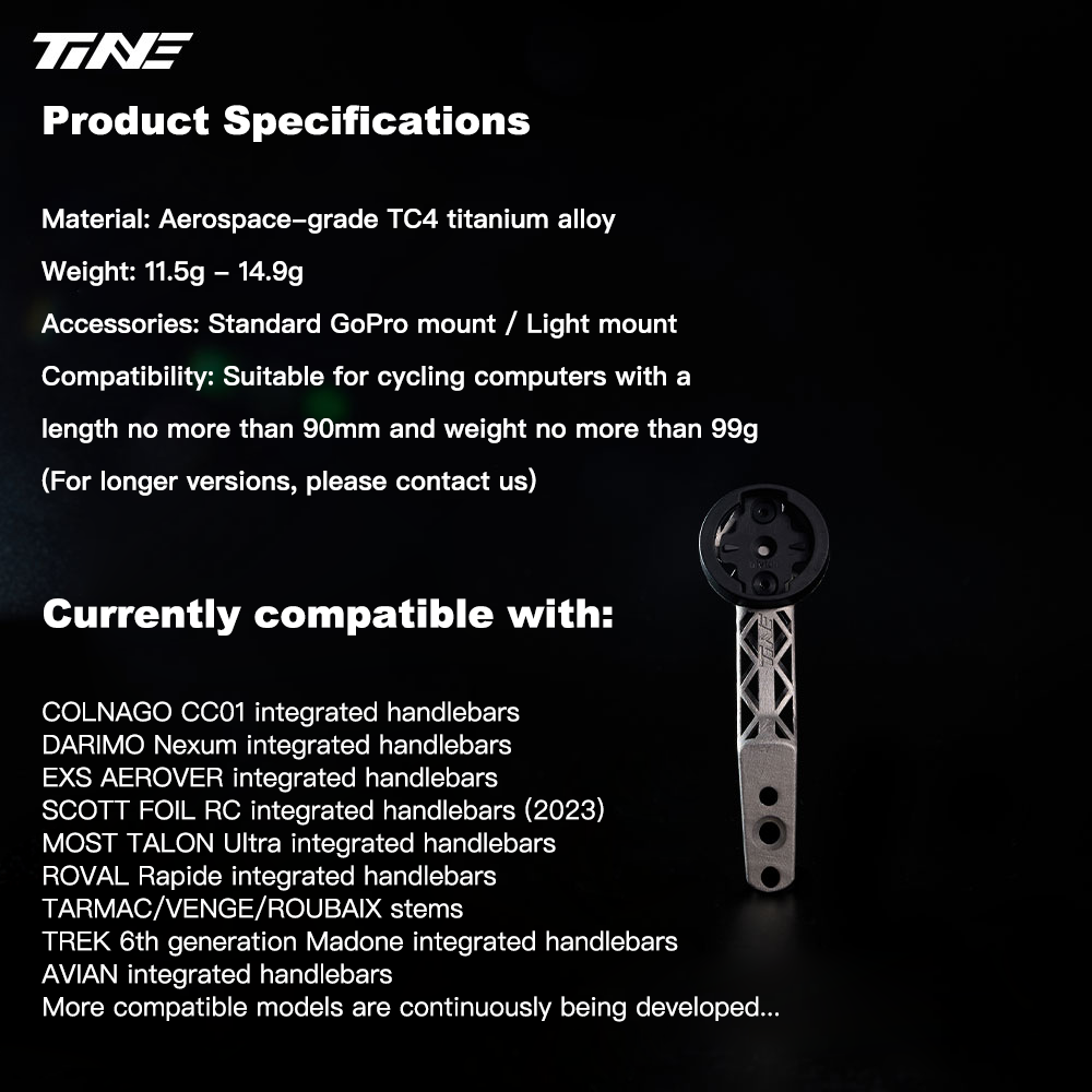 TiNE Ultra-Light Hollow Titanium Computer Mount|For Colnago CCO1 & Y1RS – High Strength 3D Printed