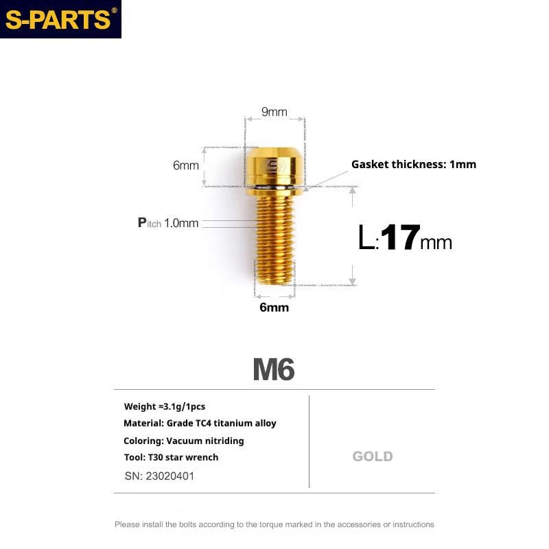 S-PARTS Titanium Brake Bolt Kit for HOPE V4 / TECH / RACE / TRAIL / ZONE | Ultra-Light MTB Brake Hardware