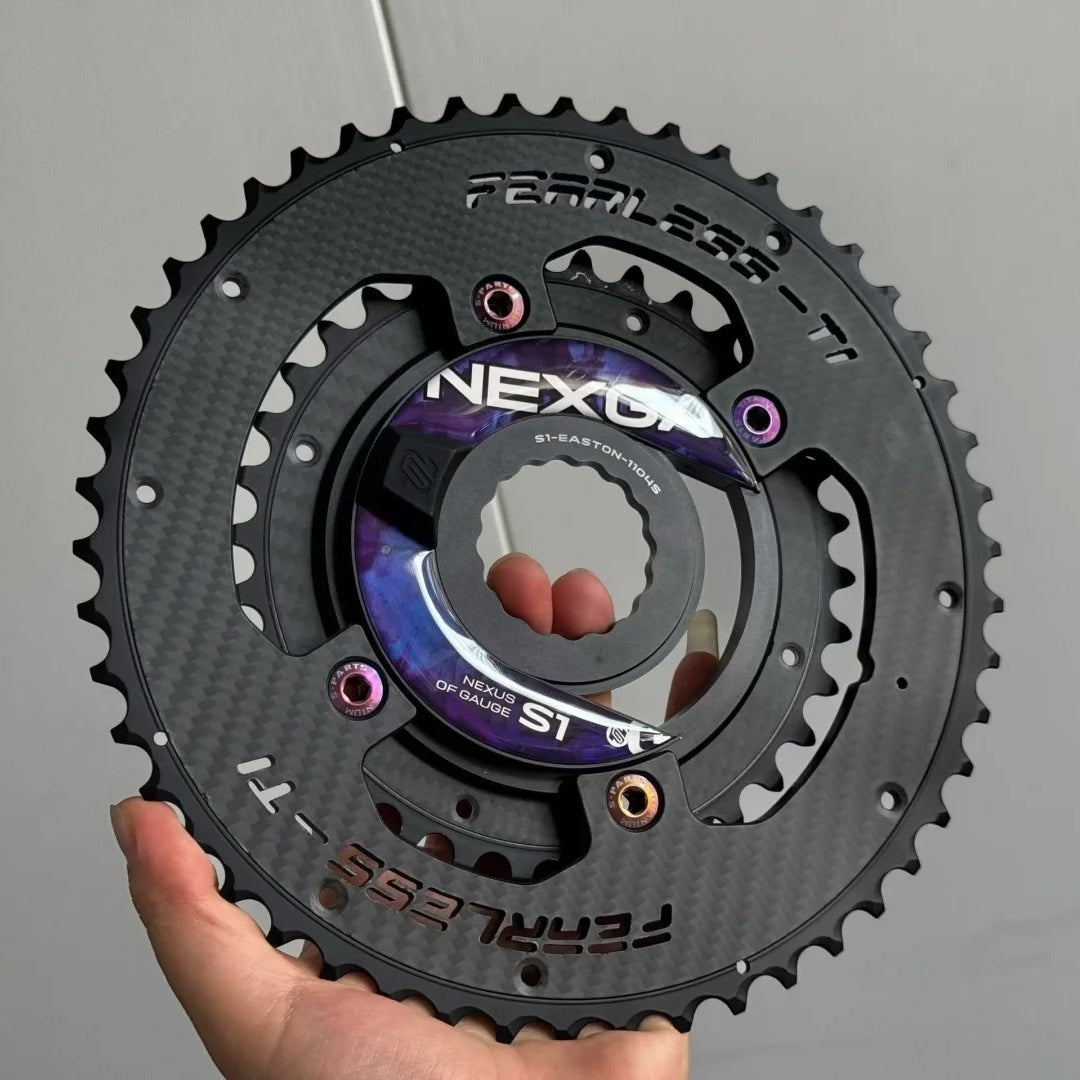 Fearless-Ti Carbon Fiber Chainrings 110BCD 4-Bolt|50-34 / 52-36 / 54-40 / 54-38|For XXE GP3 & SRAM RED|Titanium Bolts Included