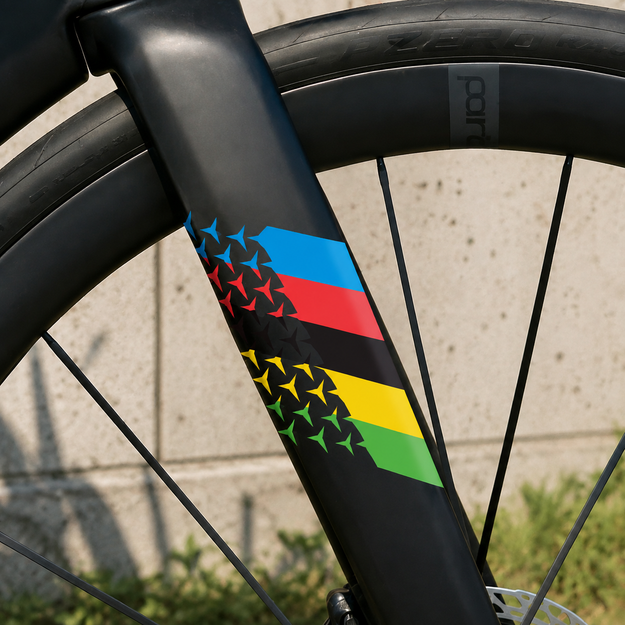 Colnago Y1RS Frame Decals | Black Rainbow Fork & Top Tube Custom Bike Stickers