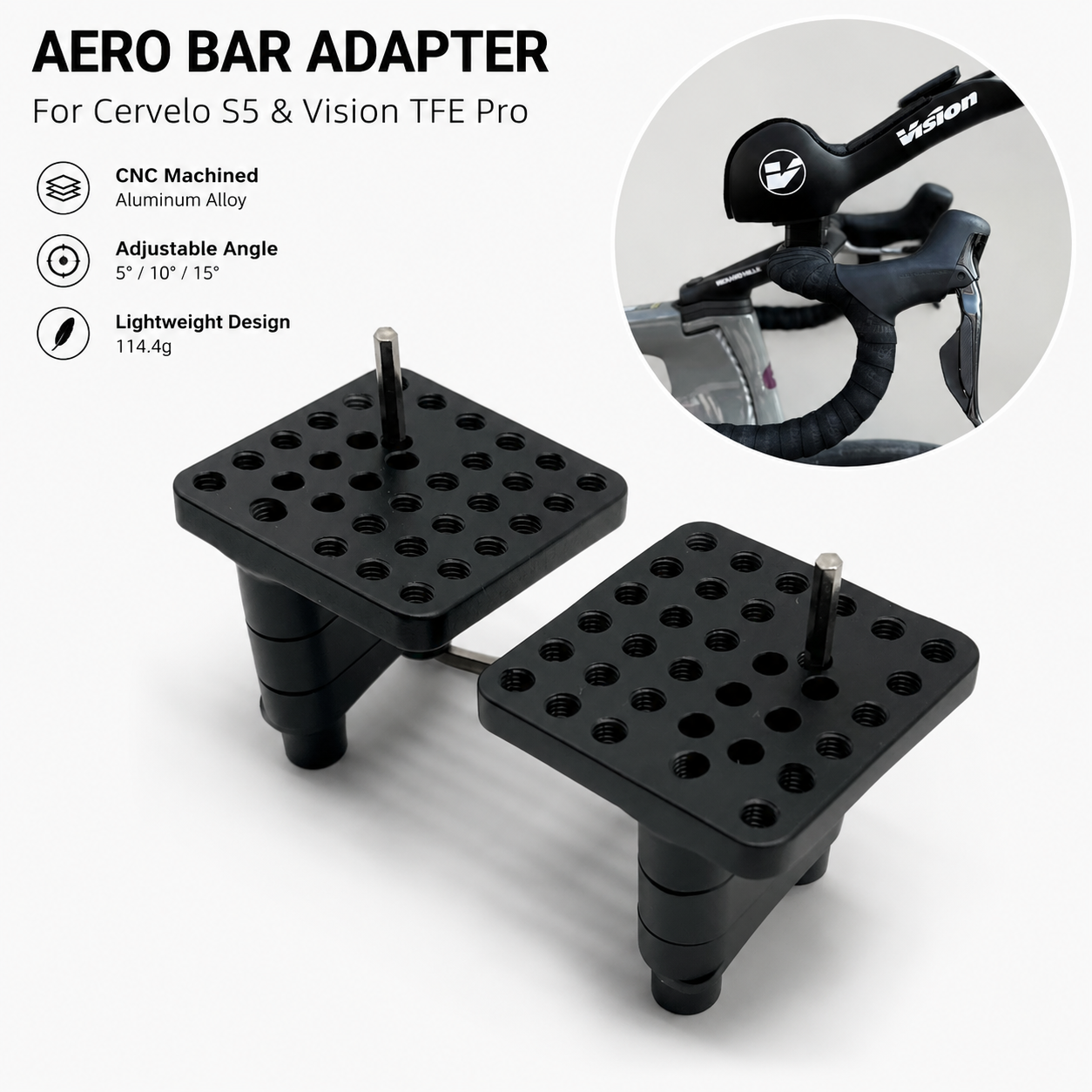 Cervélo S5 Vision TFE Aero Bar Adapter | Adjustable TT Extension Mount