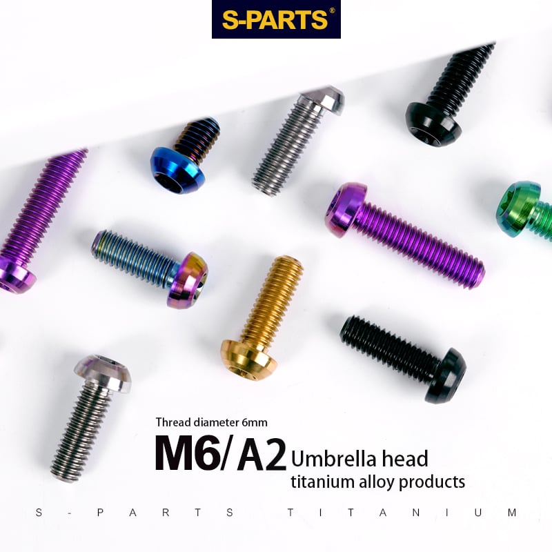 S-PARTS A2 umbrella head titanium alloy screw m6*12/18/30mm mountain road bike bowl set clamp