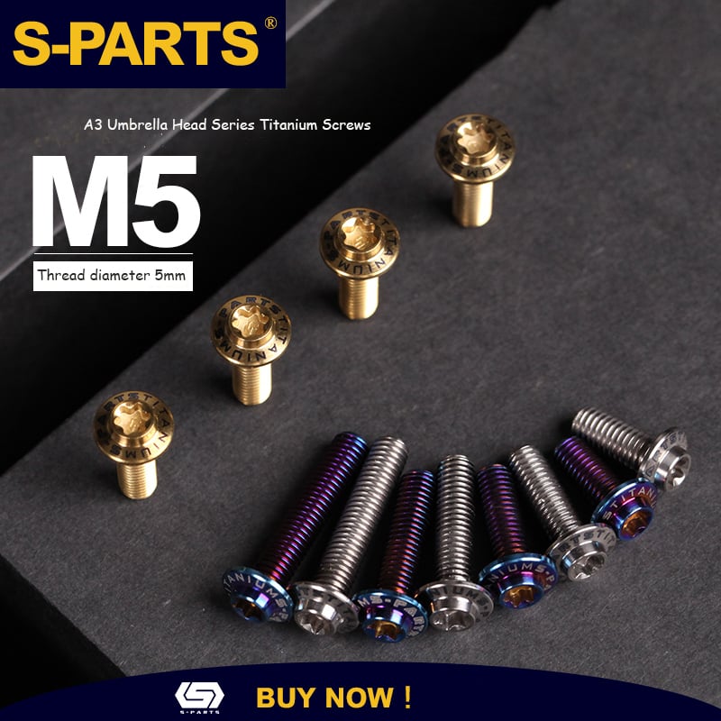 S-PARTS A3 Umbrella Head M5 L06-55mm D10 Motorcycle Electric Vehicle Titanium Screw