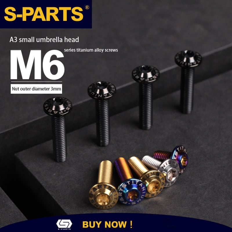 S-PARTS new umbrella head D13 A3 M6 electric motorcycle titanium alloy screws