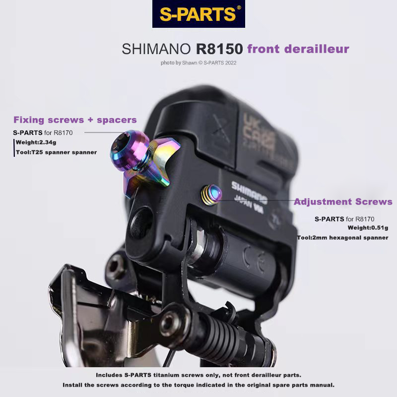 S-PARTS Road Bike Drivetrain Titanium Screw Kit Adaptation for SHIMANO UT R7150 R8000 R8050 R8170 R7170 R9270 R8070 R9100