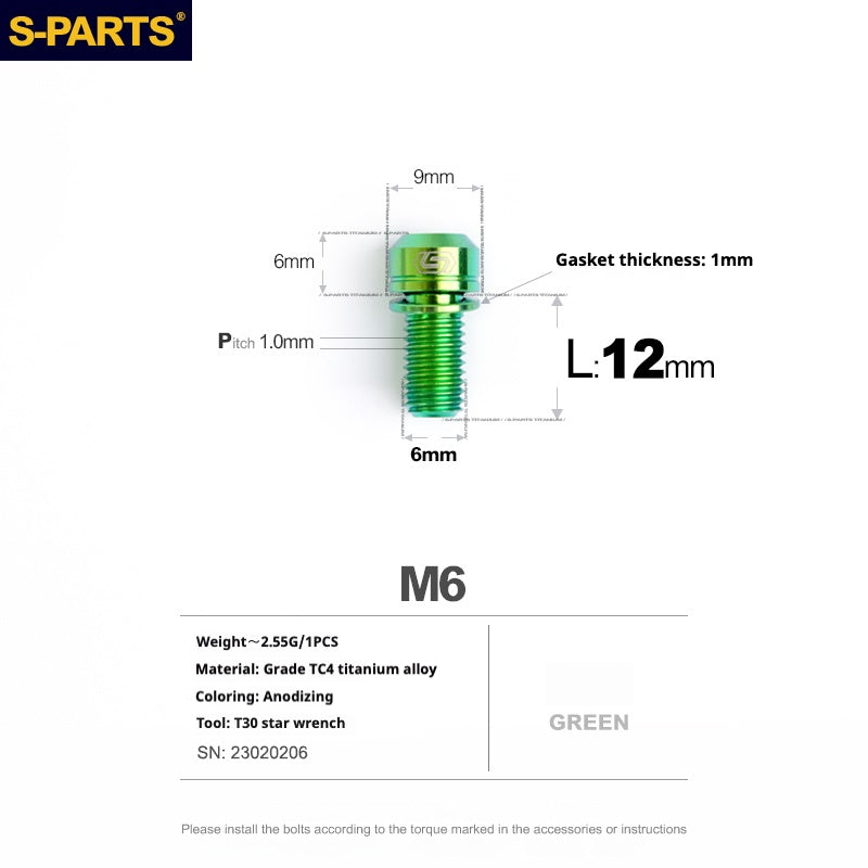 SPARTS A2 Series M6 L10-55mm Titanium Screws