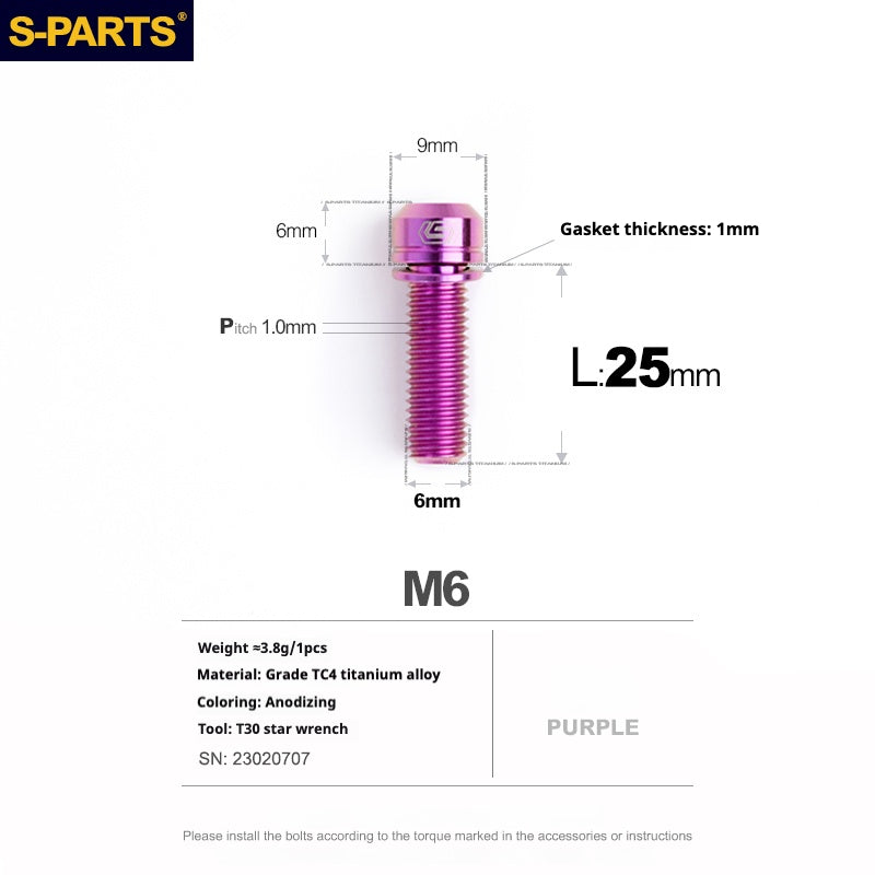 SPARTS A2 Series M6 L10-55mm Titanium Screws