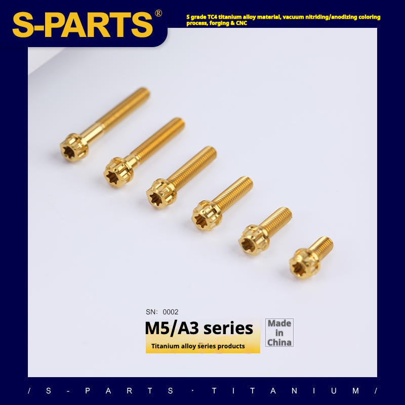 SPARTS Golden A3 Series M5 L06-95mm Golden Titanium Screws Motorcycle Auto