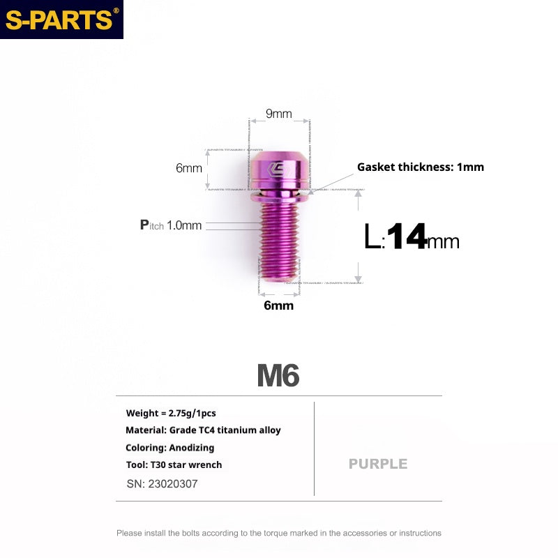 SPARTS A2 Series M6 L10-55mm Titanium Screws