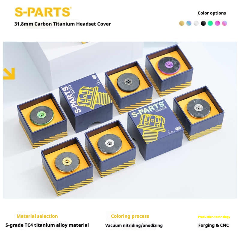 S-PARTS Caches de potence en fibre de carbone titane Regular 28,6 pour tube de direction VTT/route