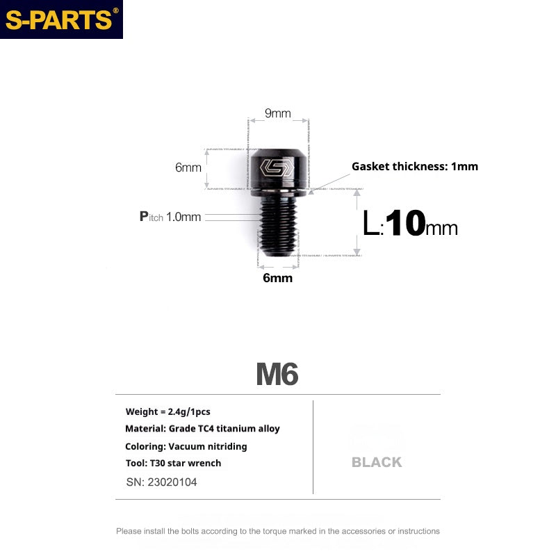 SPARTS A2 Series M6 L10-55mm Titanium Screws