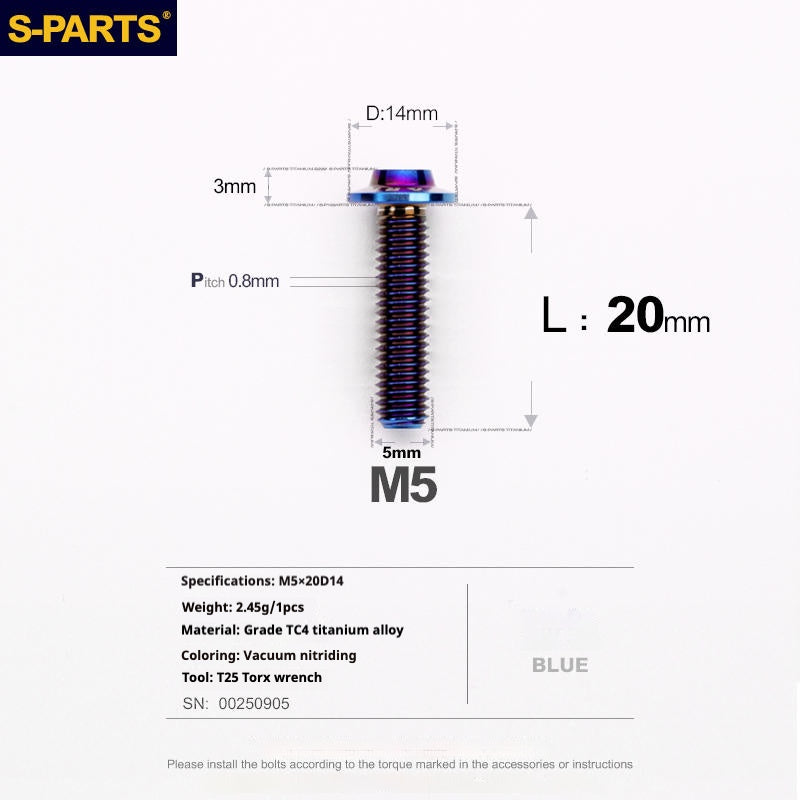 SPARTS A3 Umbrella Head Series M5 L12-20mm D14 Titanium Screws Motorcycle bike