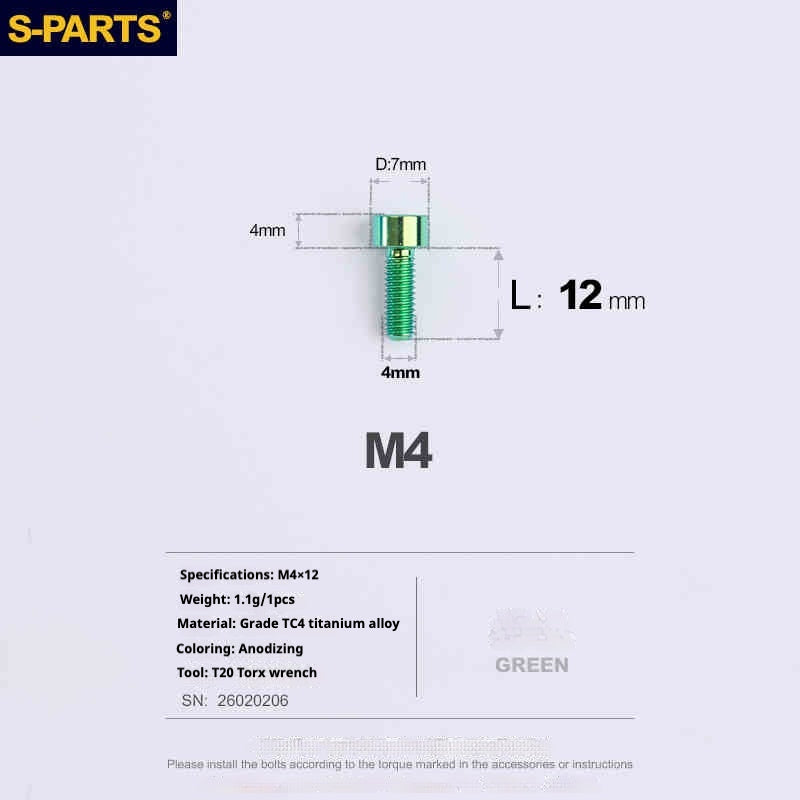 SPARTS Column Head Series M4 L06-50mm Titanium Screws
