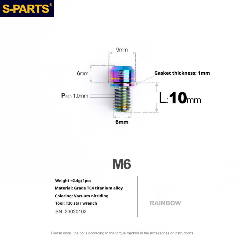 SPARTS A2 Series M6 L10-55mm Titanium Screws