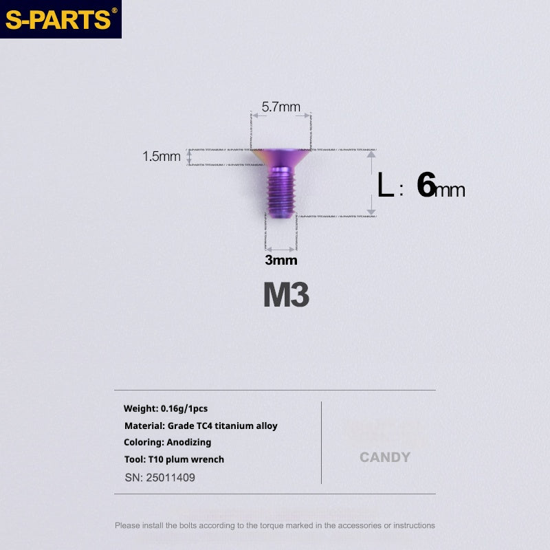 SPARTS Countersunk Series M3 L06-30mm Titanium Alloy Screws