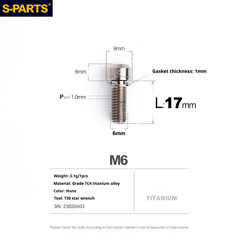 SPARTS A2 Series M6 L10-55mm Titanium Screws
