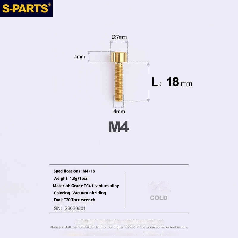 SPARTS Column Head Series M4 L06-50mm Titanium Screws