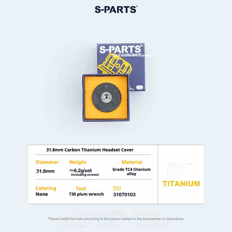 S-PARTS Caches de potence en fibre de carbone titane Regular 28,6 pour tube de direction VTT/route
