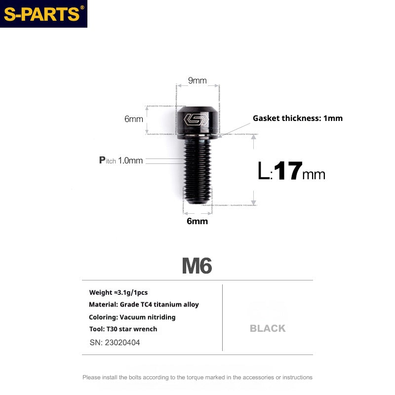 SPARTS A2 Series M6 L10-55mm Titanium Screws