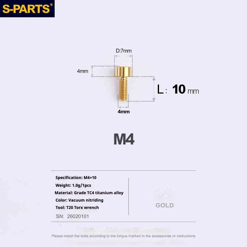 SPARTS Column Head Series M4 L06-50mm Titanium Screws