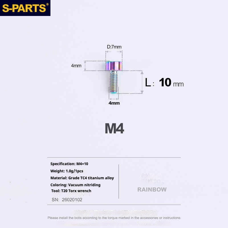 SPARTS Column Head Series M4 L06-50mm Titanium Screws