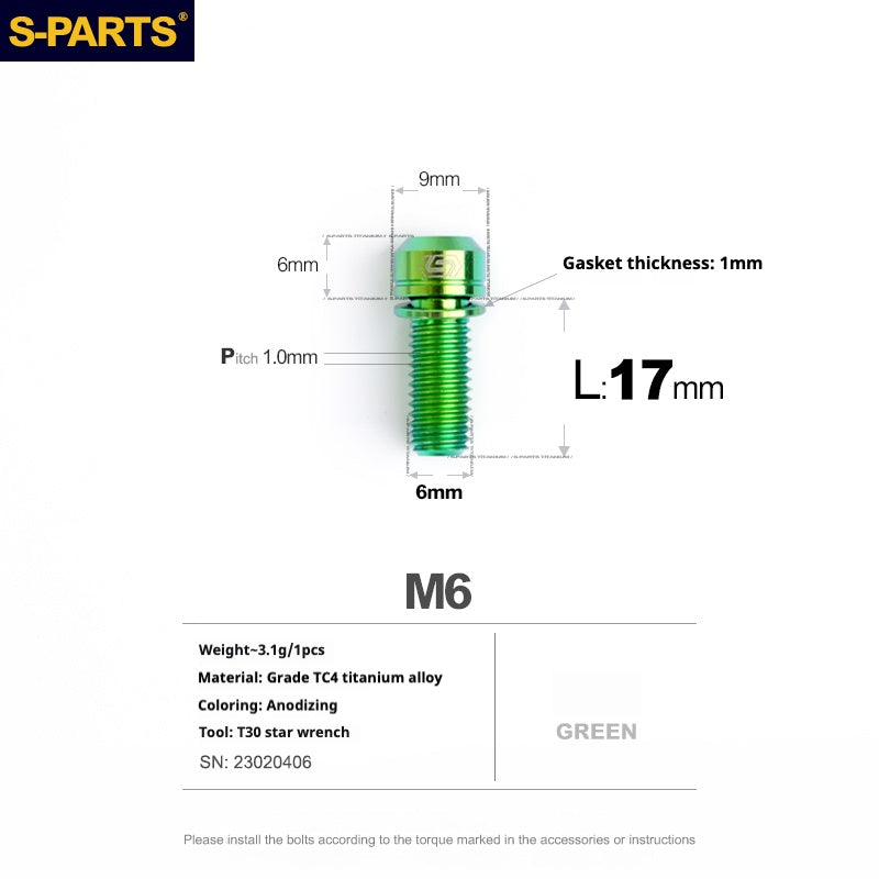 SPARTS A2 Series M6 L10-55mm Titanium Screws