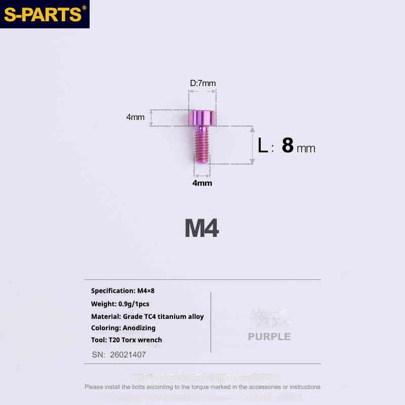 SPARTS Column Head Series M4 L06-50mm Titanium Screws