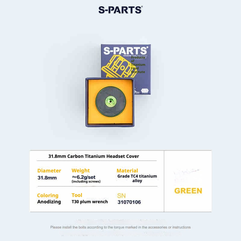 S-PARTS Caches de potence en fibre de carbone titane Regular 28,6 pour tube de direction VTT/route