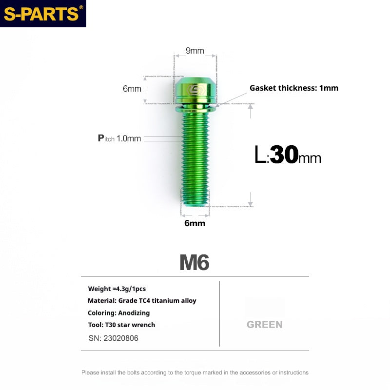 SPARTS A2 Series M6 L10-55mm Titanium Screws