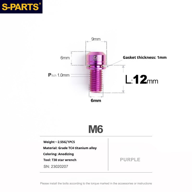 SPARTS A2 Series M6 L10-55mm Titanium Screws