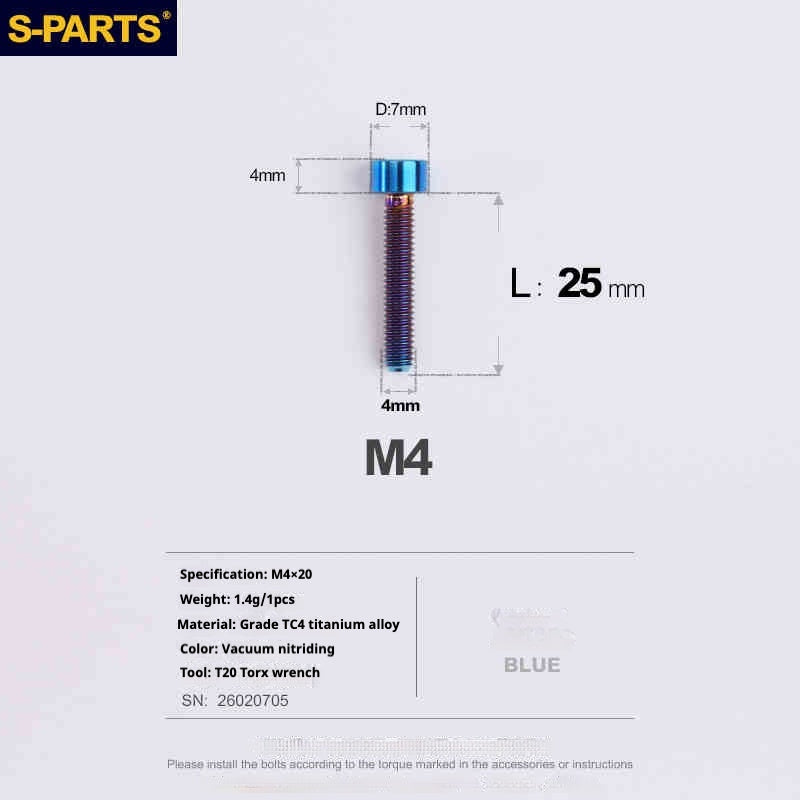 SPARTS Column Head Series M4 L06-50mm Titanium Screws