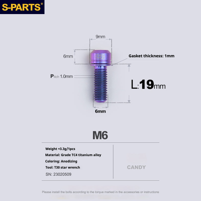 SPARTS A2 Series M6 L10-55mm Titanium Screws