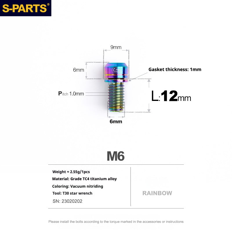 SPARTS A2 Series M6 L10-55mm Titanium Screws