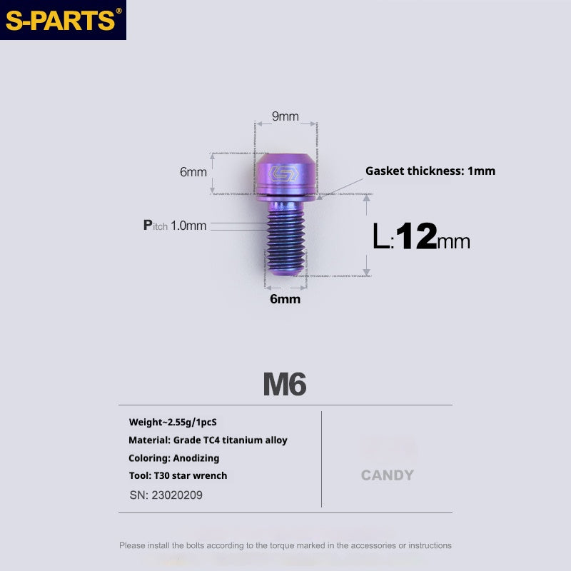 SPARTS A2 Series M6 L10-55mm Titanium Screws