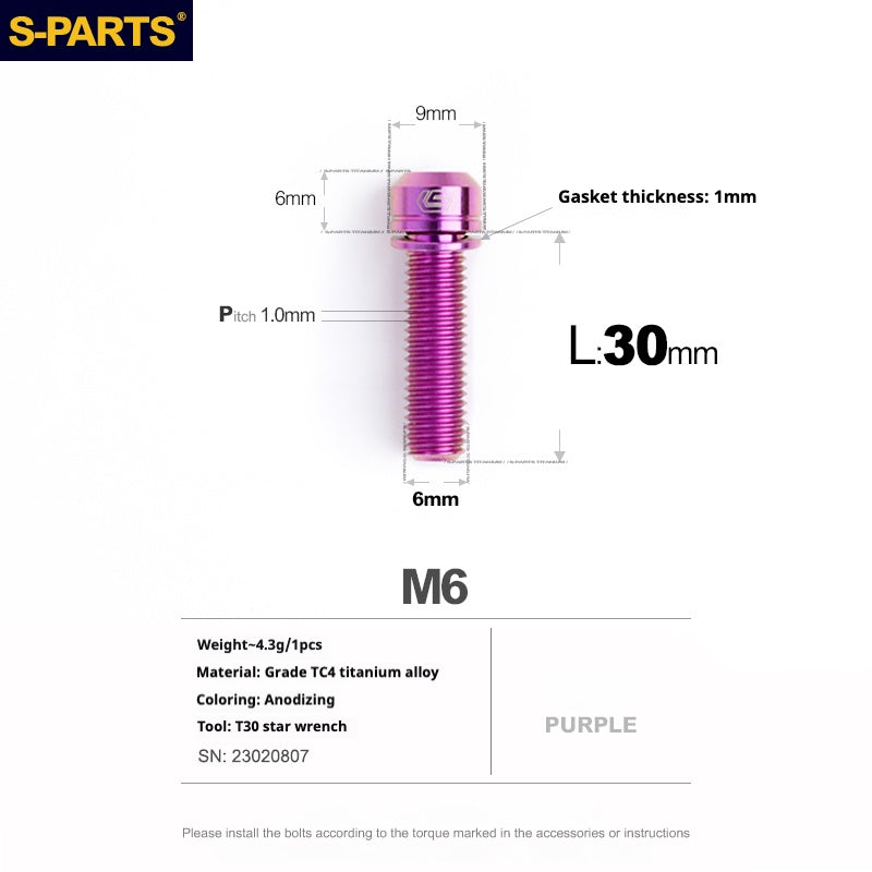 SPARTS A2 Series M6 L10-55mm Titanium Screws