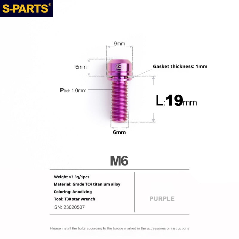 SPARTS A2 Series M6 L10-55mm Titanium Screws