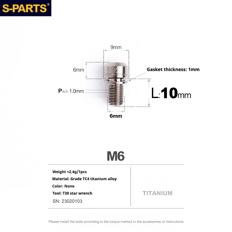 SPARTS A2 Series M6 L10-55mm Titanium Screws