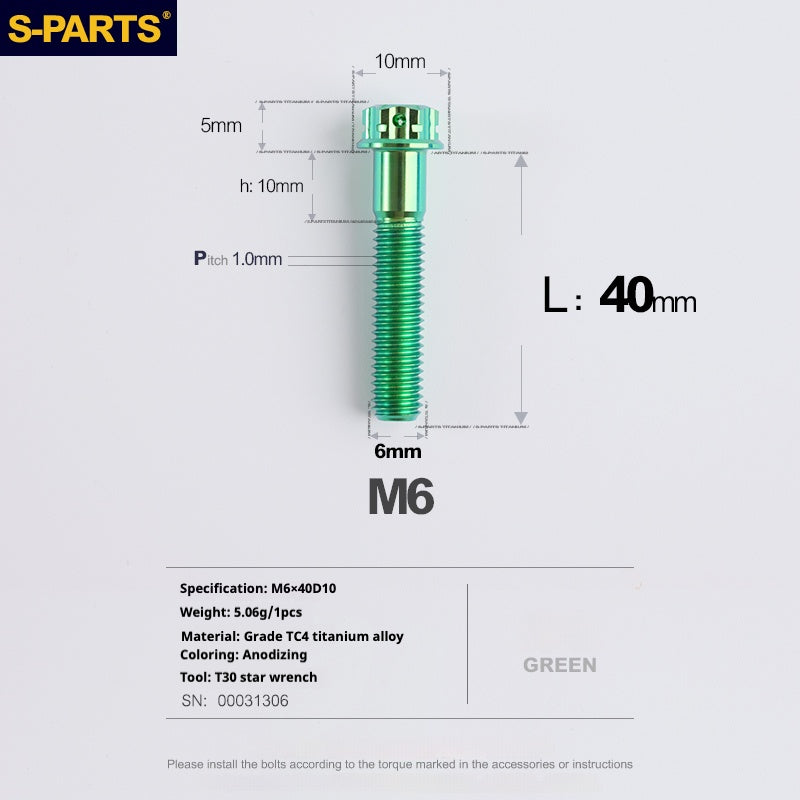 SPARTS A3 Series M6 L08-120mm Green Titanium Screws Motorcycle Auto