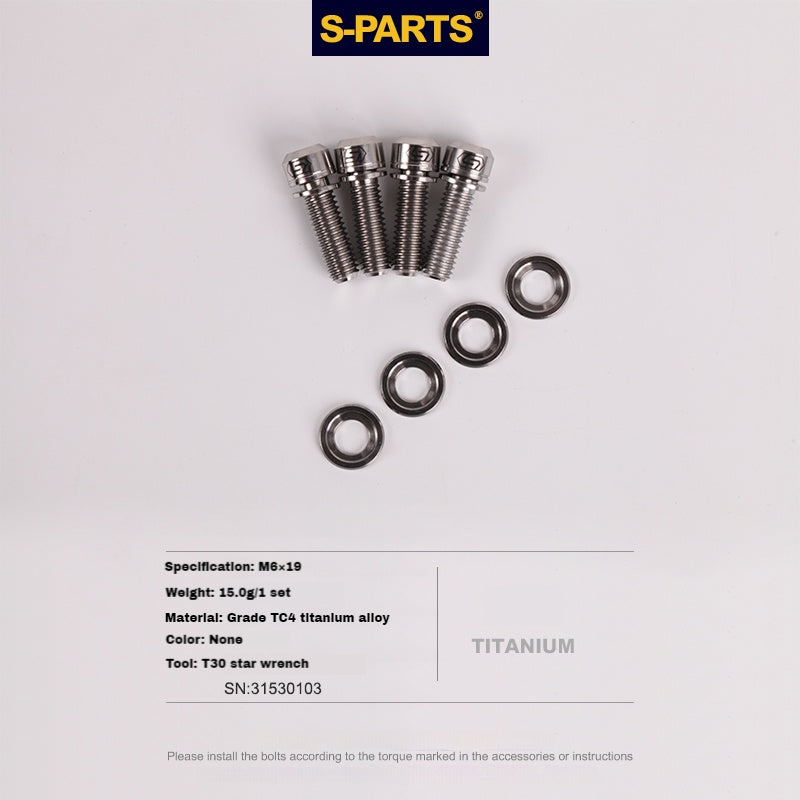 S-PARTS Titanium M6 Step Washer for Disc Brake Hydraulic Disc Brake Shimano SRAM Magura Avid Trickstuff XT SLX XTR Guide Code