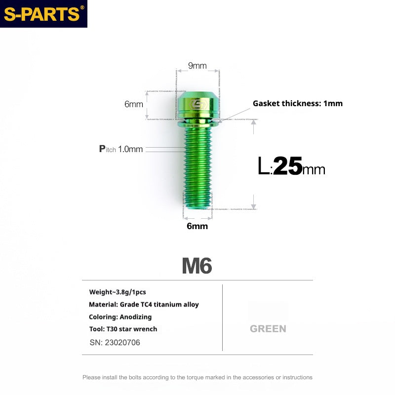SPARTS A2 Series M6 L10-55mm Titanium Screws