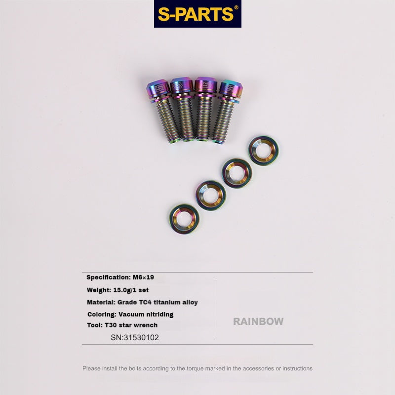 S-PARTS Titanium M6 Step Washer for Disc Brake Hydraulic Disc Brake Shimano SRAM Magura Avid Trickstuff XT SLX XTR Guide Code