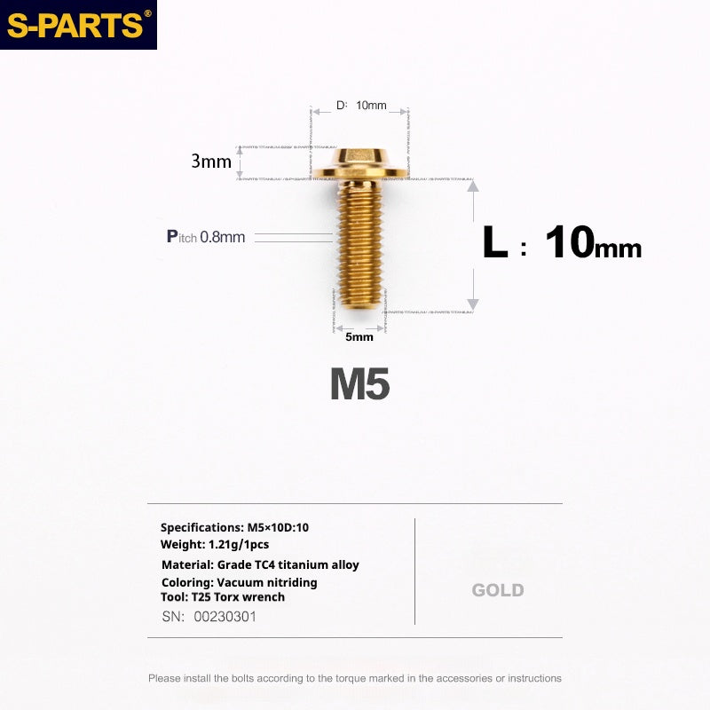 S-PARTS A3 Umbrella Head M5 L06-55mm D10 Motorcycle Electric Vehicle Titanium Screw