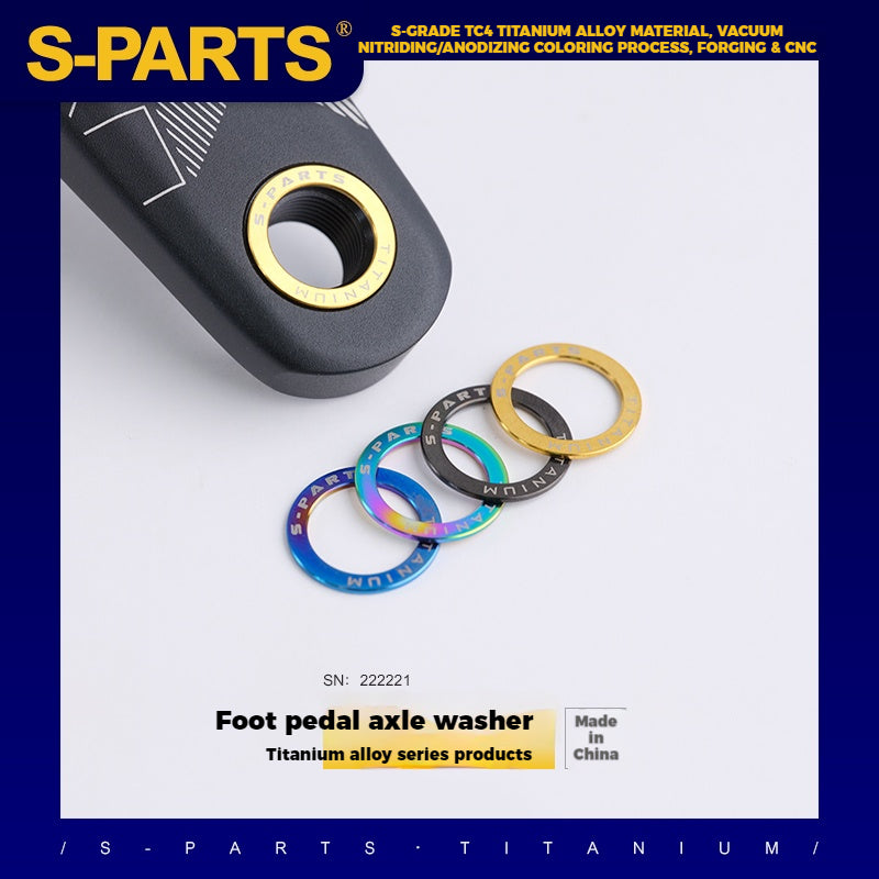S-Parts Titanium Pedal Washers | Compatible with Shimano Dura-Ace, Ultegra, 105, Look Keo, Wahoo Speedplay, Garmin Vector 3, Rally, and Favero Assioma