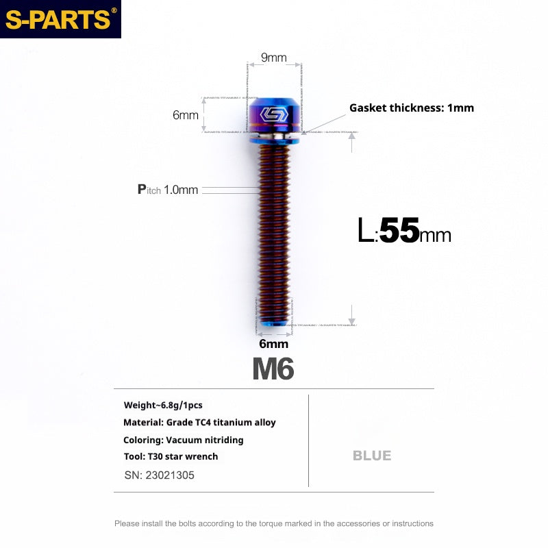 SPARTS A2 Series M6 L10-55mm Titanium Screws