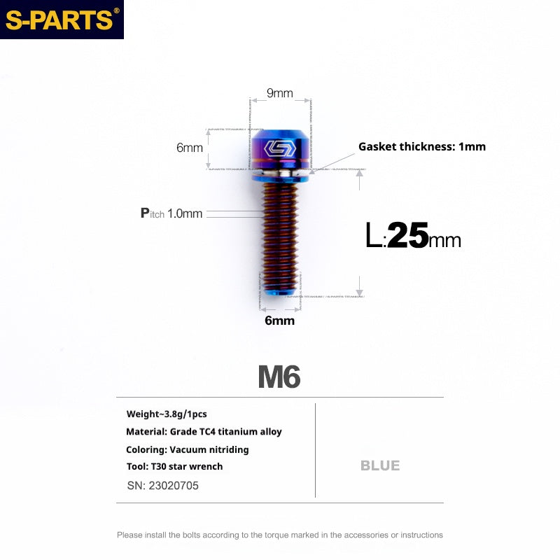 SPARTS A2 Series M6 L10-55mm Titanium Screws