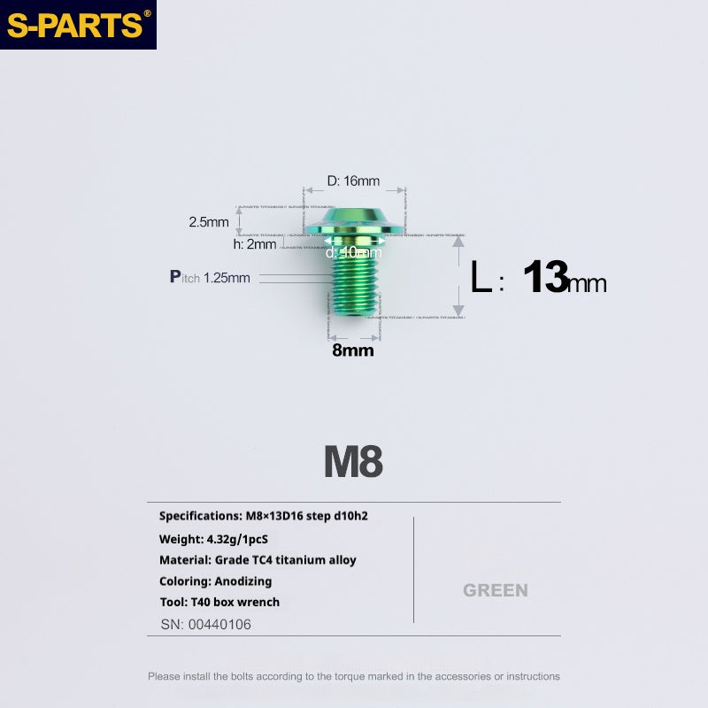 SPARTS A3 Umbrella Head Step Series M8 Viti in titanio verde per motociclette e auto